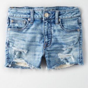 American Eagle Light Wash Macrame Pocket Jean Shorts